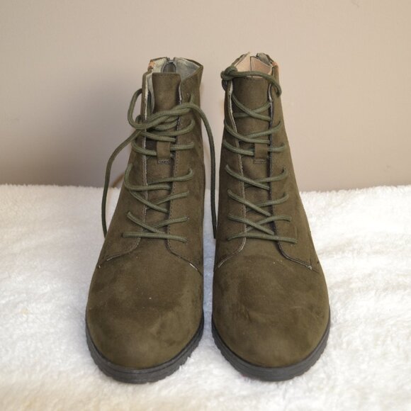 Dr. Scholl's Laurence Lace up Lug Heel Chunky Heel Round Toe Zip Ankle Bootie - Picture 1 of 8